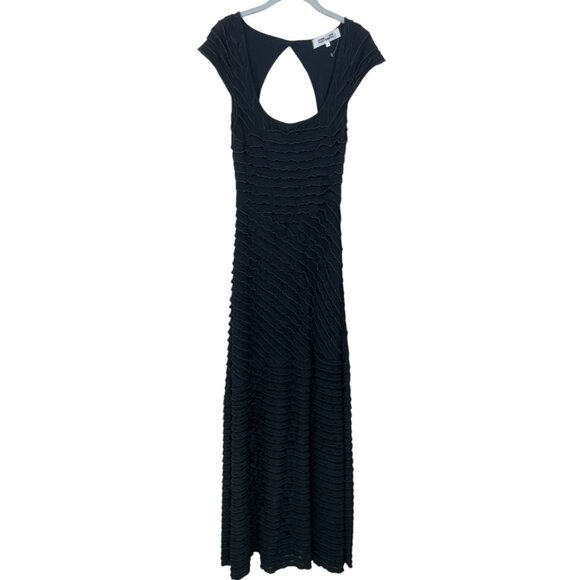 Vtg Diane von Furstenberg Sz 14 Maxi Dress Open Back Ruffle Stretch Jersey‎ Gown - Picture 1 of 5